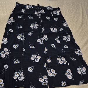 H&M Navy Blue Floral A-Line Skirt